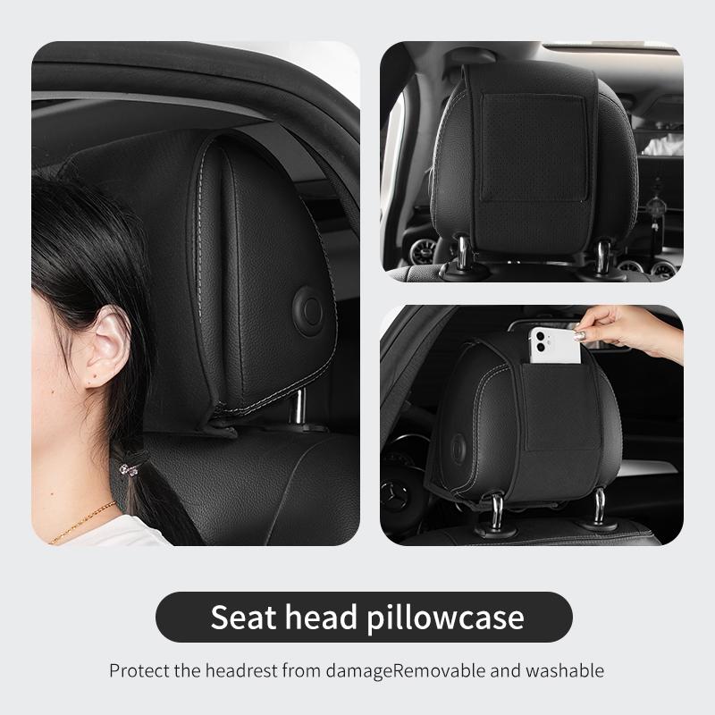 FRYX3 Perforated Suede Car Headrest Pillowcase Easy Install Scratch Resistant For Ford Focus mk2 mk3 mk4 Fiesta Ranger Mondeo S-MAX