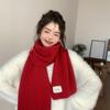 Knitted scarf popular wool solid color warm autumn and winter scarf Korean version versatile high-end white scarf