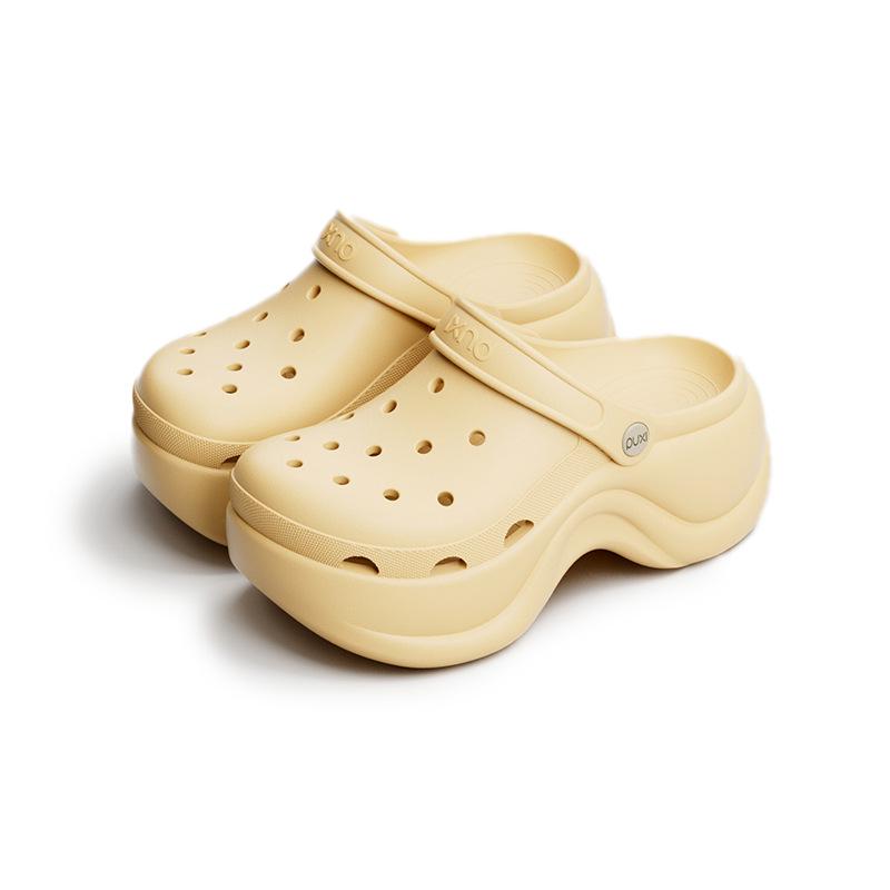Puxi Unisex Fun Hole Shoes: Non-Slip Soft Sole, Stepping on Poop Feel, Thick-Soled Summer Beach Sandals 35-36 банан желтого