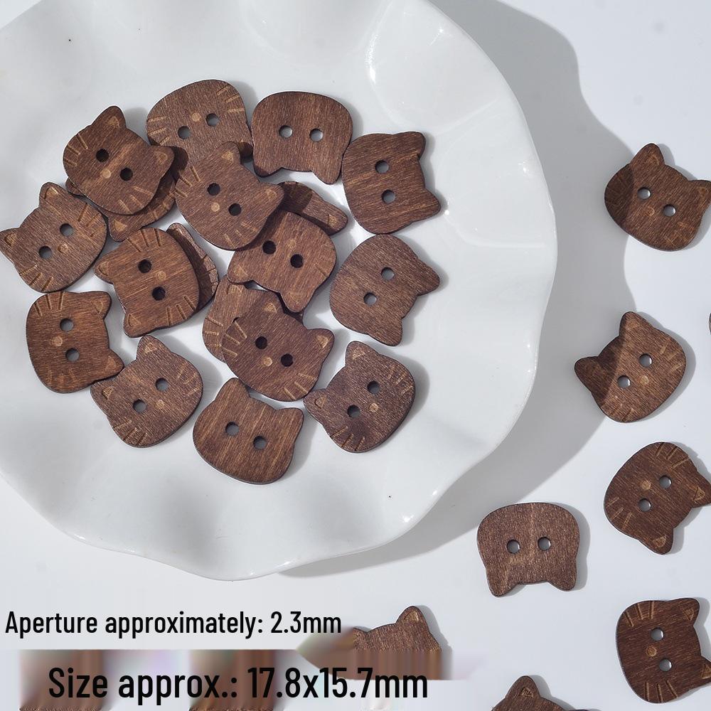 Teddy Bear & Kitten Cartoon Wood Buttons - DIY Bracelet & Necklace Beading Kit