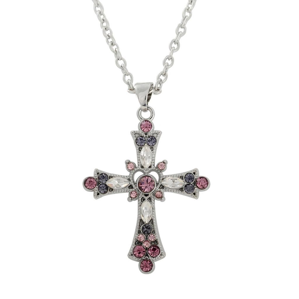 Bohemian Crystal Diamond Colorful Cross Pendant For Girls' Collarbone Necklace Accessories