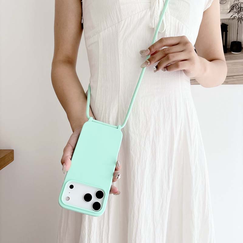 Husă de telefon cu șnur de lux pentru IPhone 17 Air 16 15 14 13 12 Pro Max Plus 16E, Culoare bomboană, Carcasă moale din silicon TPU