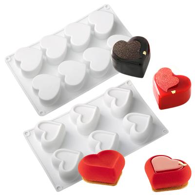 6 or 8 Cells Heart Shape Mousse Cake Molds Valentine's Day Mousse Dessert Moulds Food Grade Silicone Cake Molds Baking Tools
