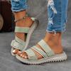 Ladies' Multi-color Elastic Ribbon Slippers with Velcro Adhesive Soft Sole Outdoor Walking Slippers