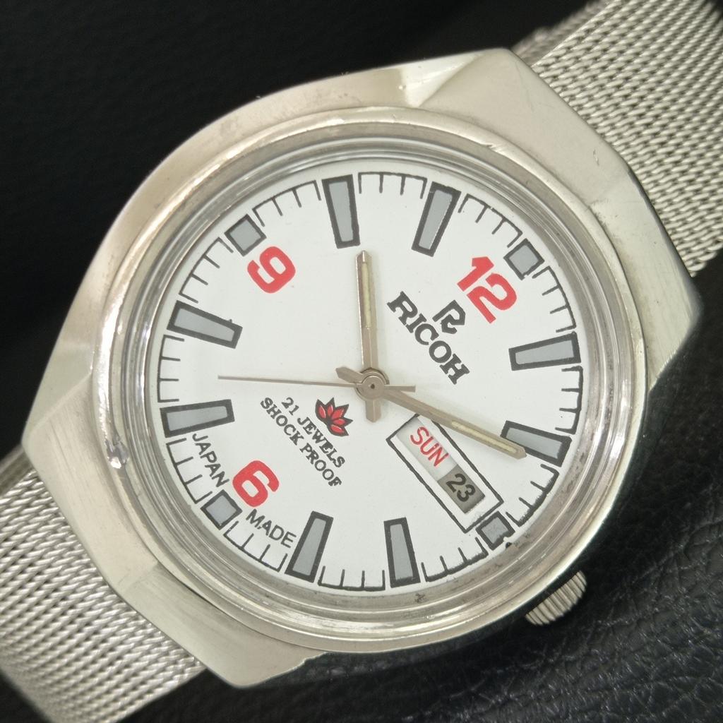 VINTAGE RICOH R31 AUTOMATIC JAPAN MENS WHITE COLOR DIAL WATCH A709394-1