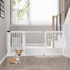 Wooden Dog Gate, Dog Fence Indoor, Freestanding Dog Barrier, Adjustable Lockable Fence with 3 Panels, 71H X 113-166W Cm, White
