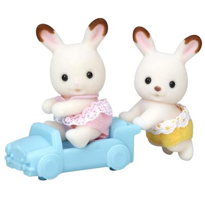 Sylvanian Families Bebekler Tavşan ST Mark 3 Yaş ve Oyuncak Sylvanian Epoch [Çikolatalı İkizler] U-76 Sertifikalı, Yukarı, Bebek Evi, Aileler,