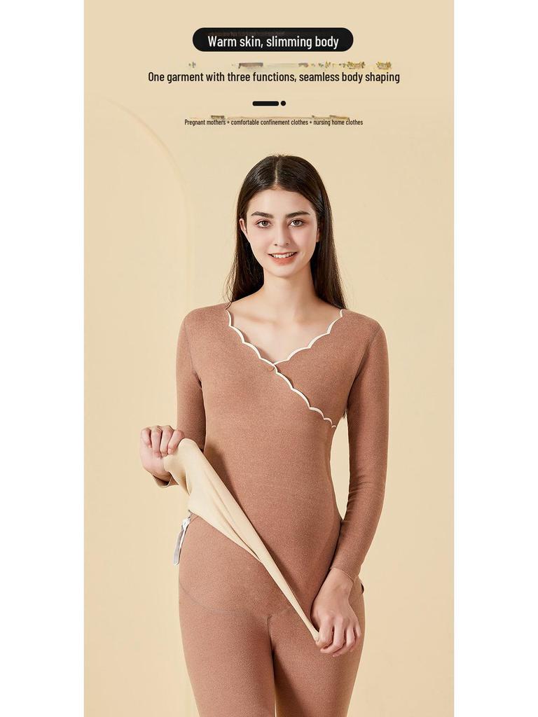 Umstandspflege Herbst/Winter Anzug mit Brustpolstern & Deutscher Samt Warme Unterwäsche