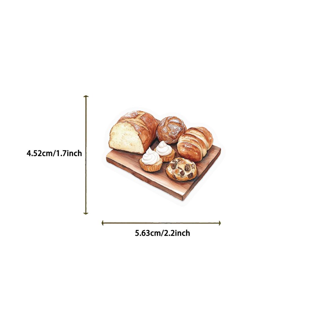 50pcs Baking Theme Stickers Bread Dessert Doodle Transparent Waterproof Cell Phone Laptop Cup Luggage Decoration Stickers