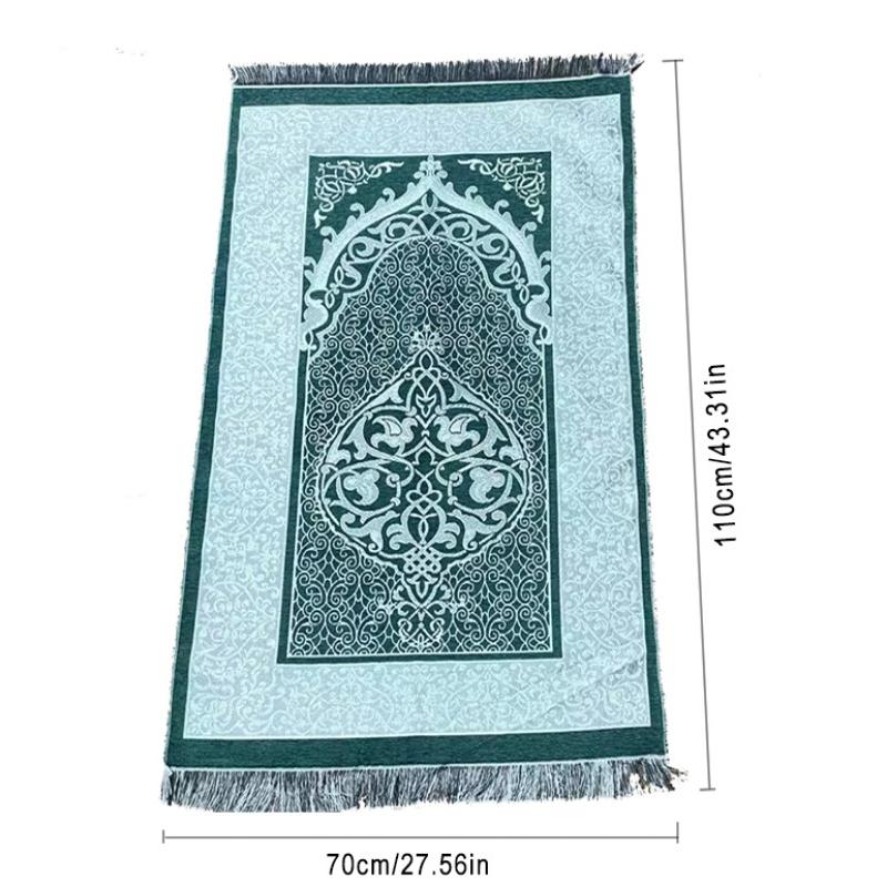Fashionable Polyester Prayer Rug Portable Braided Mats Simply Print Muslim with Compass In Pouch Travel Mat