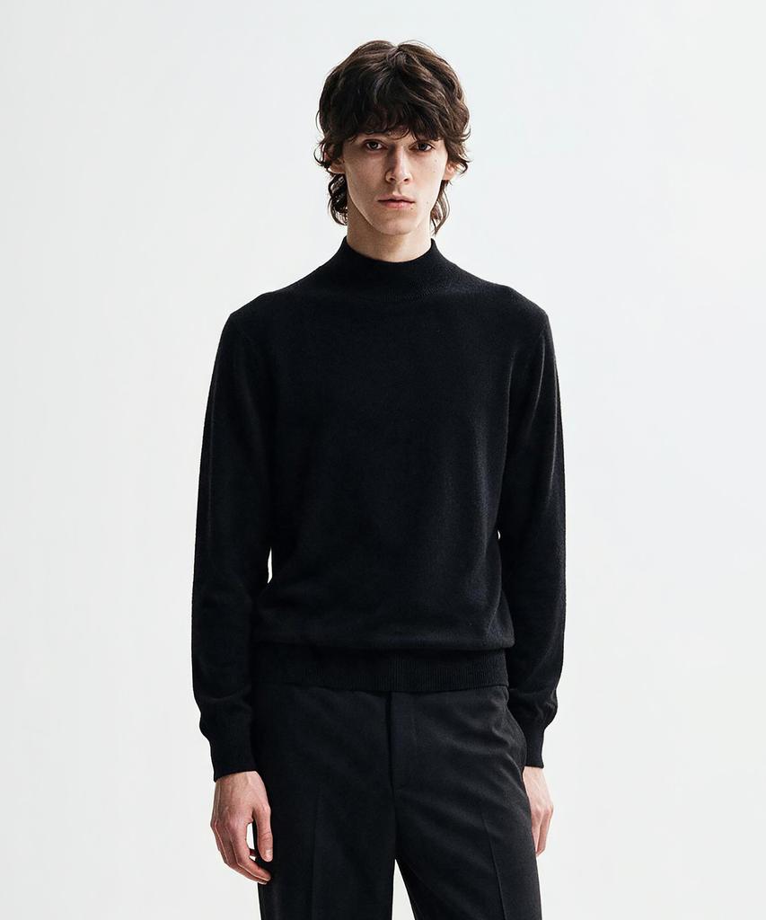 JRIUM Cashmere Blend Essential Mock Neck Knit Black