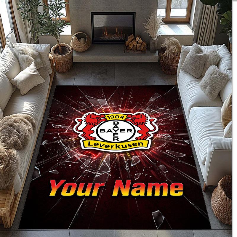 Bayer Leverkusen Fußball Gedruckter Kristall-Samt-Teppich Rutschfester Kristall-Samt-Teppich Für Sofa Schlafzimmer Innenbereich Heimdekoration