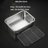 Deep Square Plate Basin with Rack Pallet Stainless Steel Bbq Fast Food Plate with Grid Mesh Dessert Dinner Set Restaurant Trays