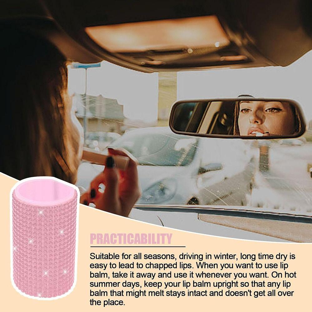 Silicone Car Chapstick Holder Rhinestone Cosmetic Holder NEW Lip Balm Storage  Car Interior