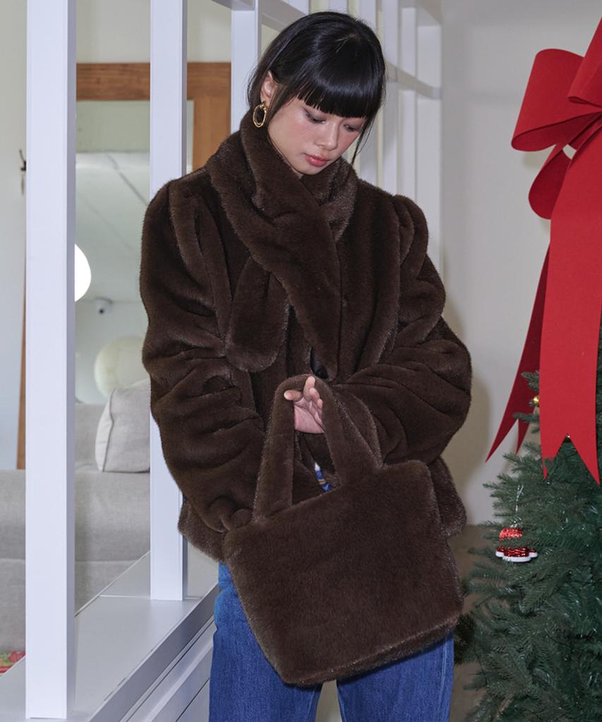 Opening Sunshine Soft Fur Tote Bag_Brown