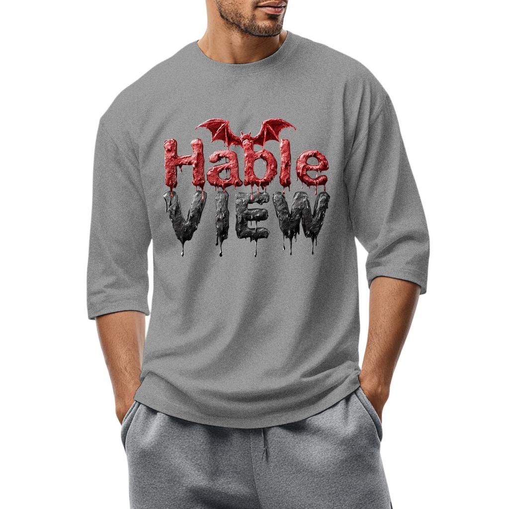 Men'S Round Neck Three-Quarters Sleeve Top Casual Fashion T-Shirt