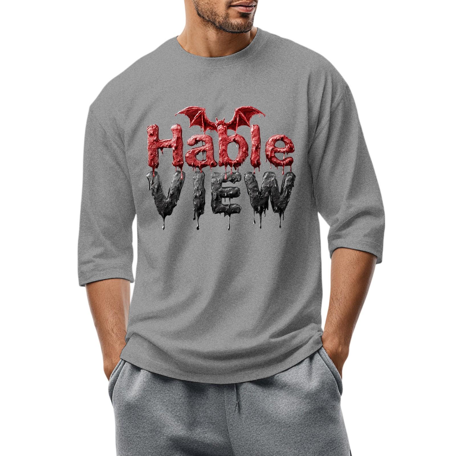 Мужская повседневная модная футболка с круглым вырезом и рукавом три четверти S