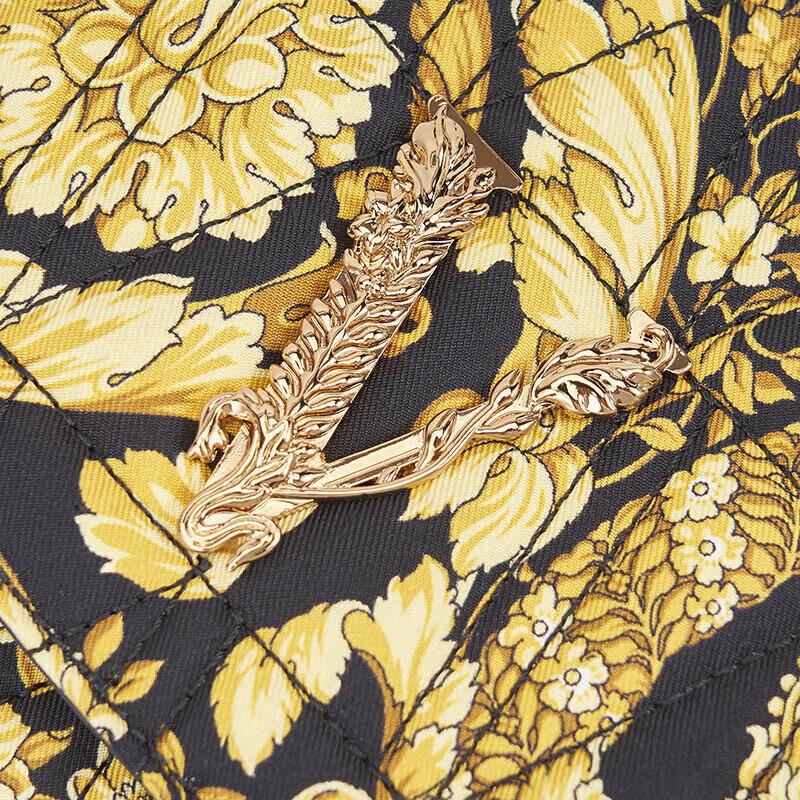 Versace V Quilted Baroque Print Magnetic Flap Fabric Shoulder Crossbody Bag Women bags Multicolor DBFH821-1A04300-5B02V