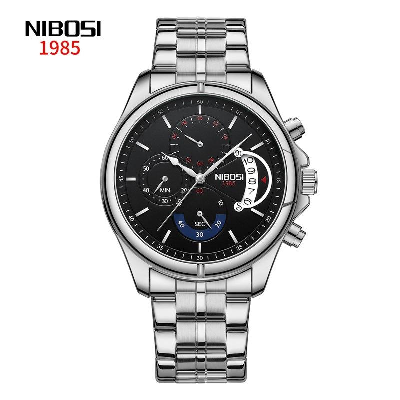 Fashion Brand Waterproof Business Watch, Stainless Steel With Three Eyes And Six Needles Watch Men'S Watch