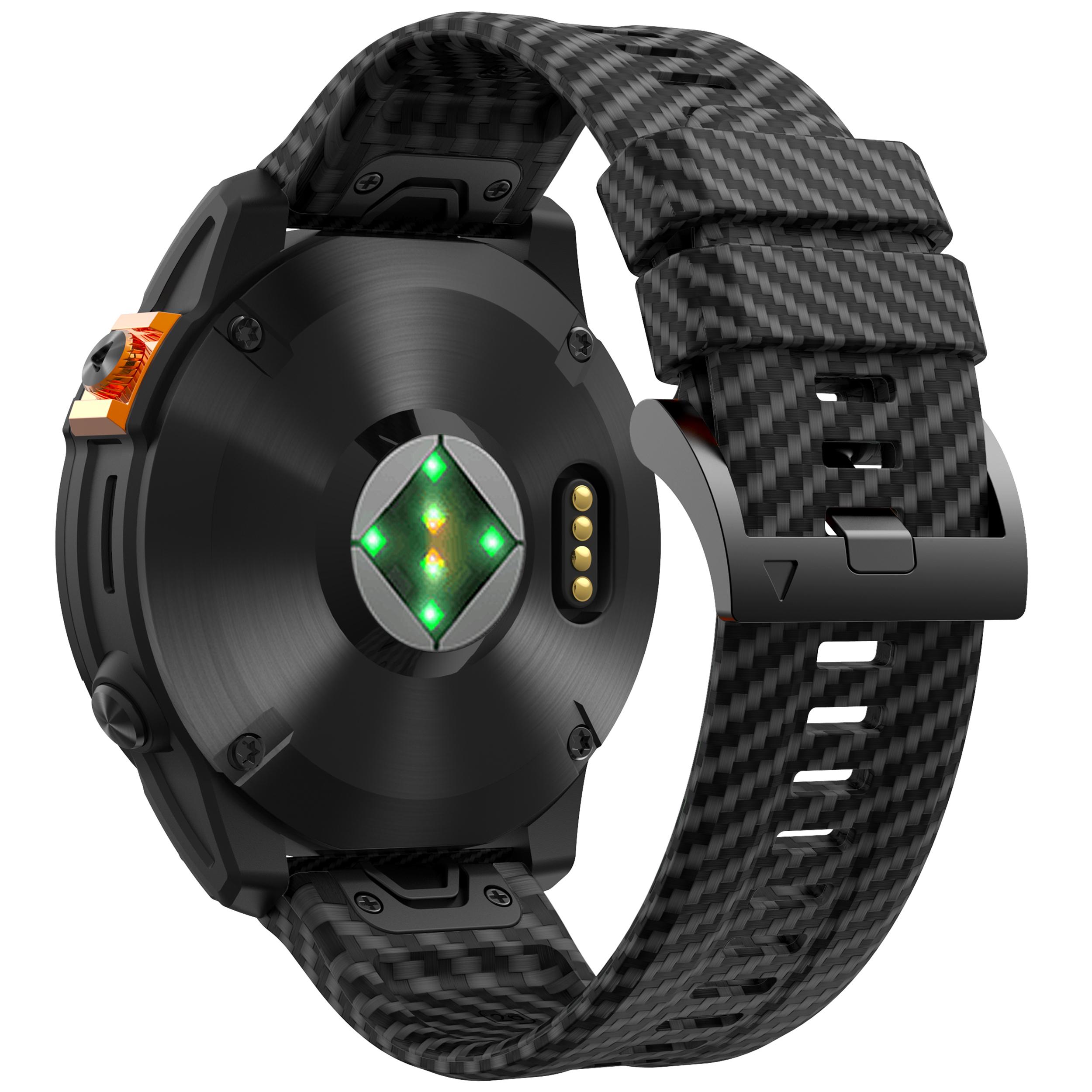 

Для Garmin Fenix 7X Quickfit 26 мм Ремешок для часов с текстурой углеродного волокна Регулируемый силиконовый ремешок Black