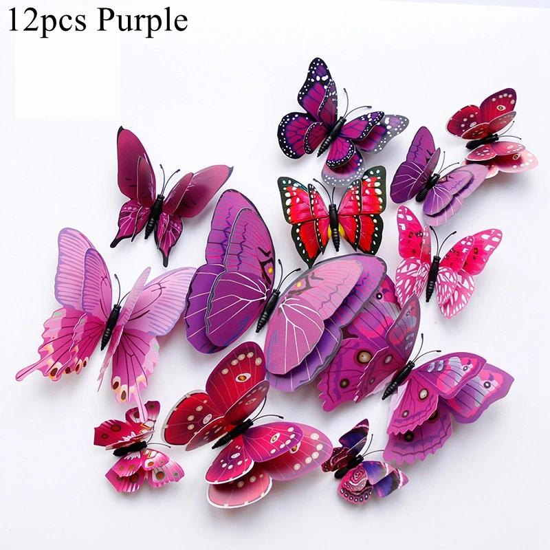 3D Butterfly Wall Stickers Decor Butterflies for Wedding Decoration Magnet Fridge Decals Decoration Sticker Pvc Color Sticker