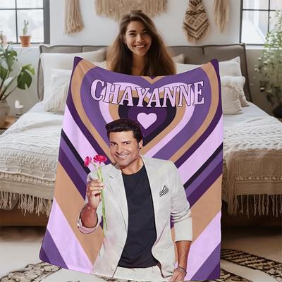 Puerto Rican Latin Pop C-Chayannes Soft and Comfortable  Print Flannel Blanket, 1pc, Suitable for All Seasons, Ideal for Sofa, Bed, or Wall