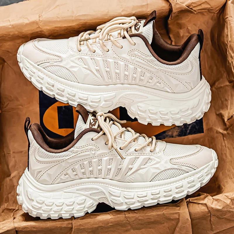Ultra-light Thick-soled Men's All-season Drawstring Solid-color New Wear-resistant Tire-soled Casual Sports Running Shoes