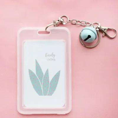 Cute Cartoon Card Cover Fashion Card Bag Bank Credit Card Holder Plastic Student ID Bus Card Pass Holder with Keyring Chain
