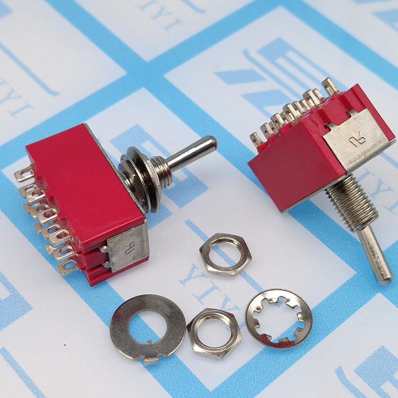 1 Pcs 12Pin Toggle Switches Red 2/3 Position On-On Dpdt Mini Toggle Switches 5A/125V-2A/250V Ac Mts-402 Push Button Switch