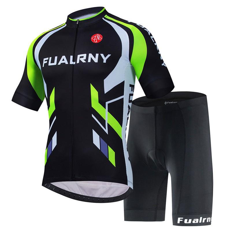 Mens Mountain Bike Cycling Jersey Bib Shorts Set Breathable Quick-Dry Sportswear Outdoor Riding