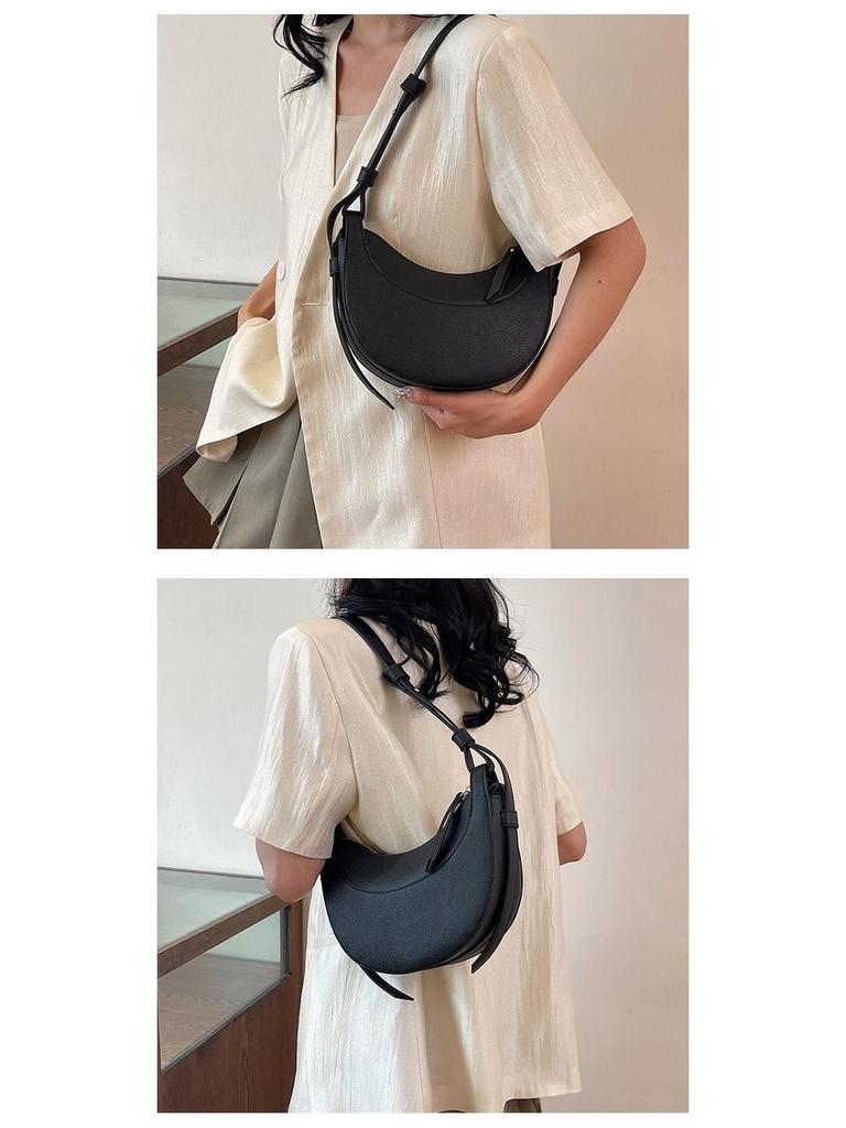 Women's French Niche Half-Moon Saddle Bag - Crescent Underarm and Crossbody, Ideal for Work and Commute