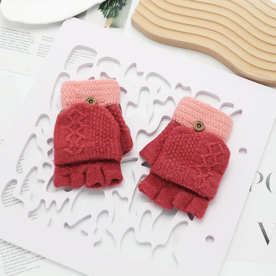 Zimní bezprsté rukavice s odklápěcím vrškem v korejském stylu - Unisex, kreslený design, kompatibilní s dotykovou obrazovkou, ideální pro psaní a ťukání