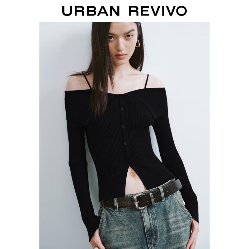 UR Women's Stylish Off-Shoulder Slim Knit Top