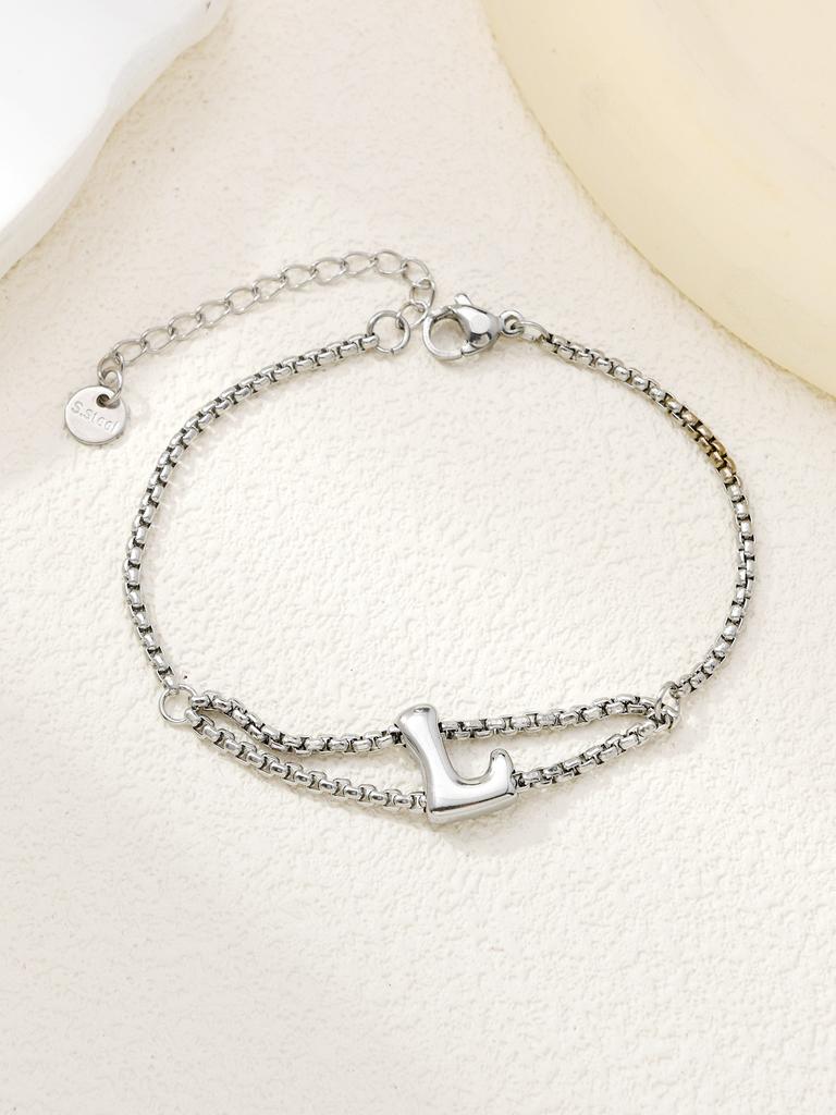 New stainless steel wholesale 26 English letters double-layer ring gold-plated bracelet