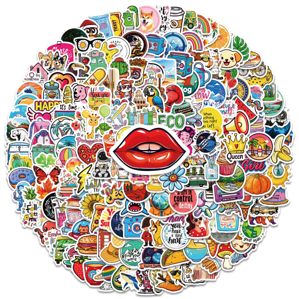 200 Hand-Painted Illustration Stickers European And American Style Series Graffiti Stickers Children'S Stickers