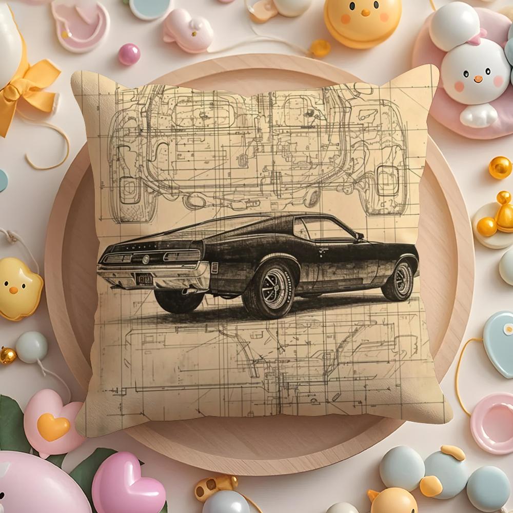 Da Vinci Inspired Sketches Cushion Cover Plush Fabric Soft Double-Sided Printed Sofa Warm Winter Home Gift Pillow Cover