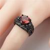 Women Gothic Skull Ring, Black CZ Crystal Inlaid, Retro Silver Plated Band, Dark Fashion Jewelry Gift for Party Wedding