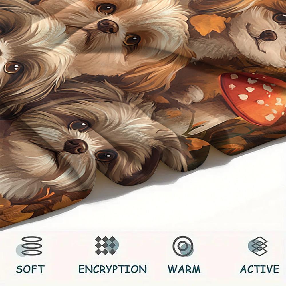 Puppy Print Flannel Blanket, High quality Comfortable for All Seasons, Home Decor, Warmth and Comfort, Perfect for Christmas Gifts