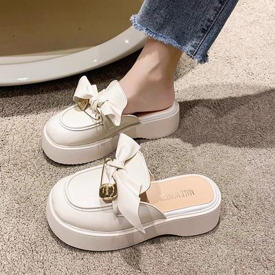 Pantoffeln mit großem Kopf Französische Halbpantoffeln Damenschuhe Muffinsohle 2025 Sommer neu Dicksohlige lässige trendige Außenschuhe