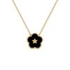 Five-Leaf Flower Double-Sided Minimalist Wind Furnace Real Gold Necklace Female Collarbone Chain With