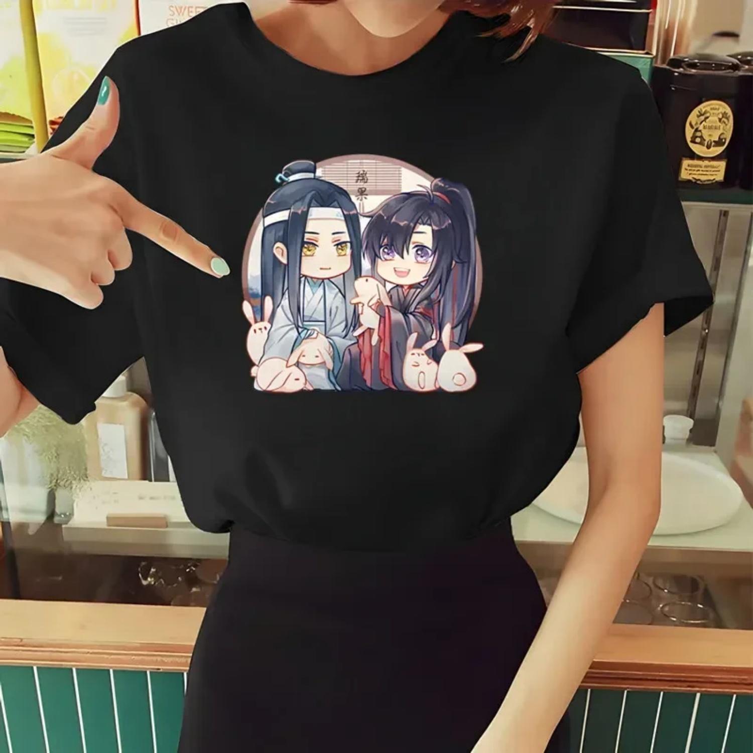 

Мо Дао Цзу Ши Неукротимый Лань Ванцзи Вэй Усянь Футболки Летние Топы Летние Футболки Женские С Коротким Рукавом Повседневные Футболки с Индивидуальностью S чёрный