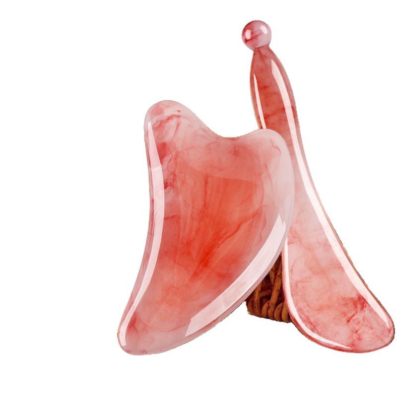 Dreieckiges herzförmiges Harz-Gua-Sha-Brett - Meridian-Gesichtsschabestab für Schönheit und Kinnmassage.