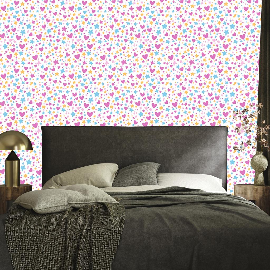 Love Wallpaper White, Powder Pink, Cream and Celadon 50x1000