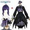 Project Sekai Colorful Stage Asahina Mafuyu Cosplay Costume, Black Purple Gothic Lolita Dress Full Set for Women Halloween Comic‑Con
