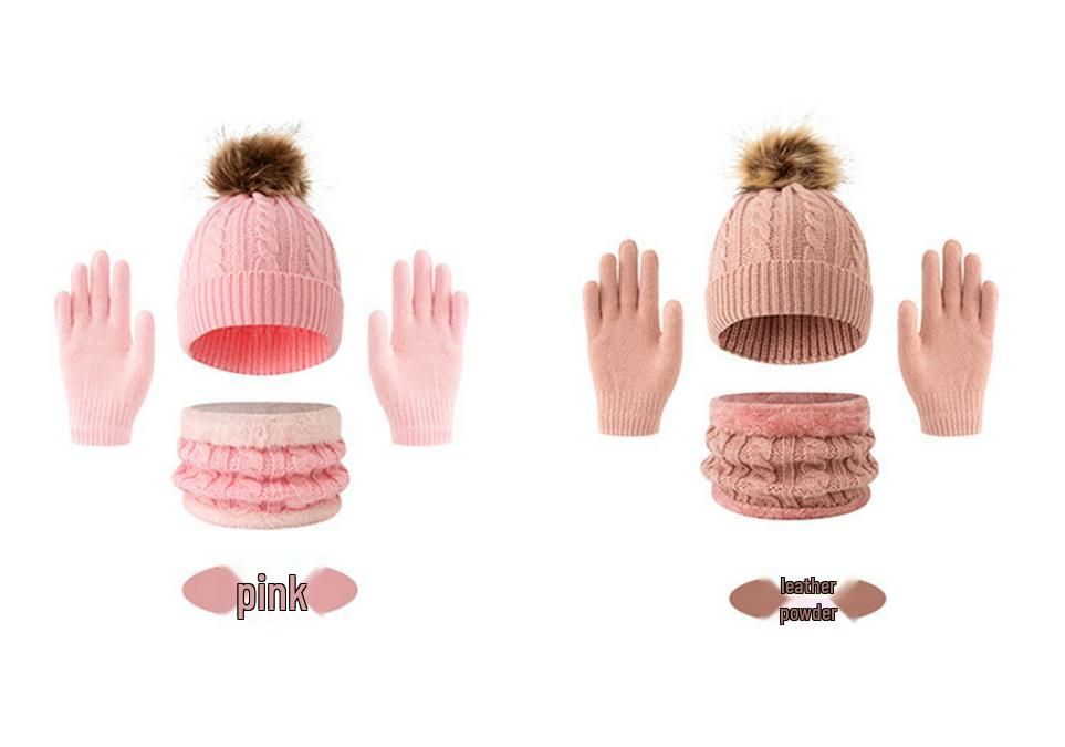 Xiyin Kids' Winter Knit Hat, Scarf & Gloves Set with Velvet Lining