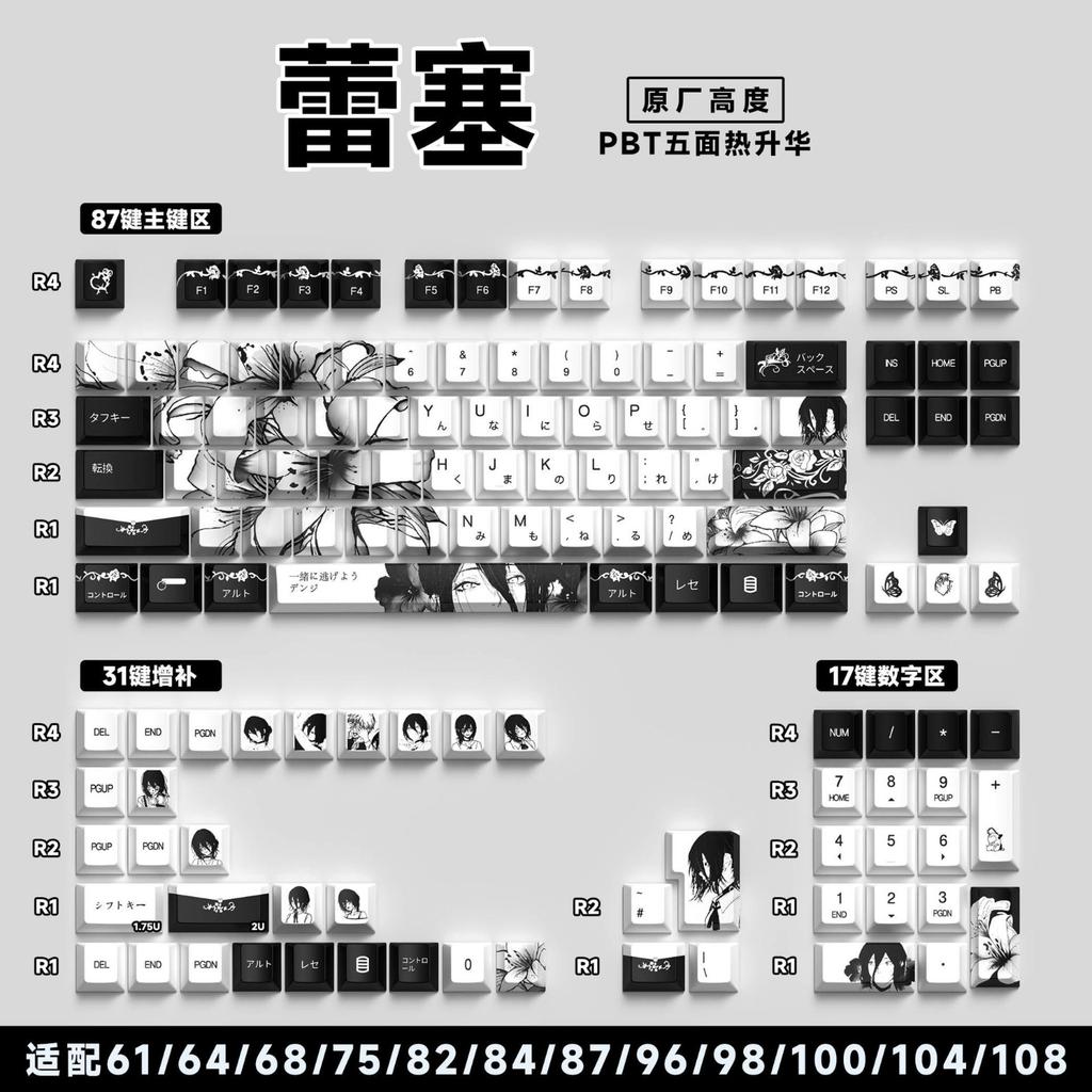Japanese Anime Keycap PBT Cherry Personalized Keycap 139 Keys Compatible with 60/80/87/98/104/108 Mechanical Keyboard