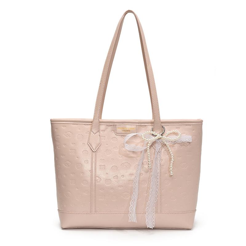 

Корейская версия горячая распродажа простая милая сумка-тоут с тиснением в нежном стиле большая вместимость для отдыха и поездок на работу классная универсальная наплечная сумка розовый