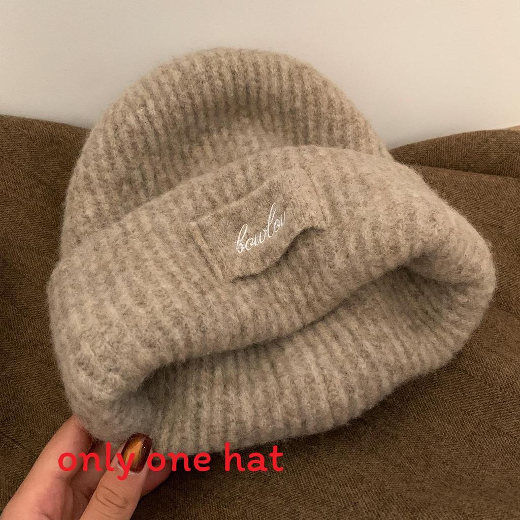 Wool Blend Letter Knitted Hat For Women Winter Cold Weather Warmth