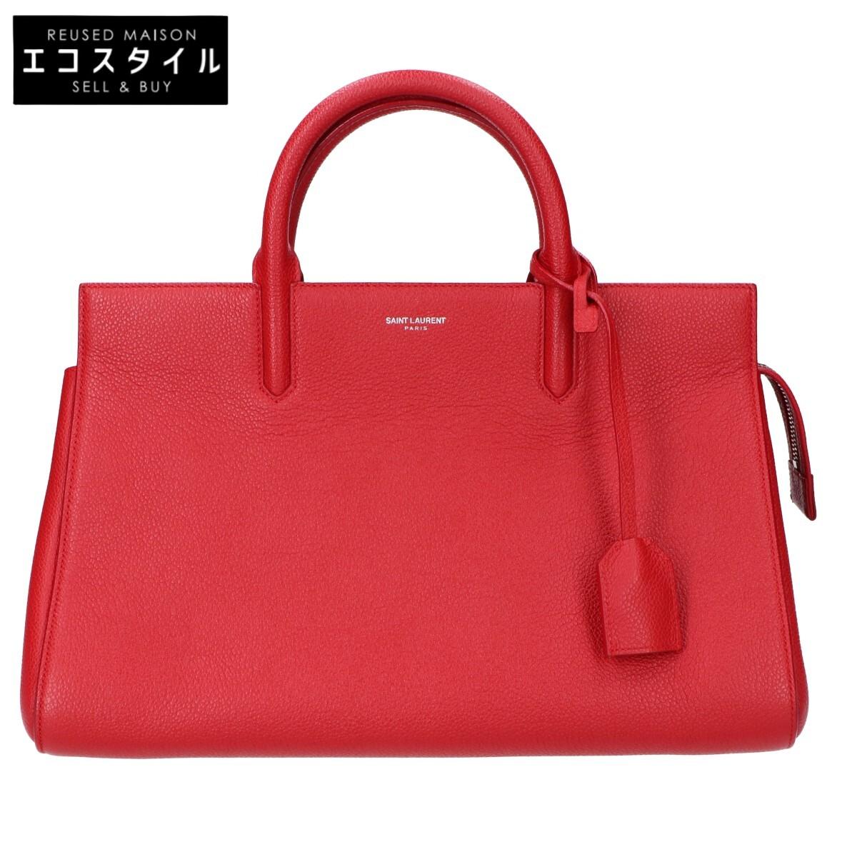 

SAINT LAURENT PARIS [Excellent Condition] 400413 B680N Cabas Rive Gauche 2-Way Handbag RedUsed