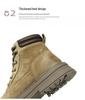2025 Men's Genuine Leather Martin Boots: Retro British Yellow, Thick-Soled, Trendy, Short Hiking and Outdoor Mountaineering Footwear
